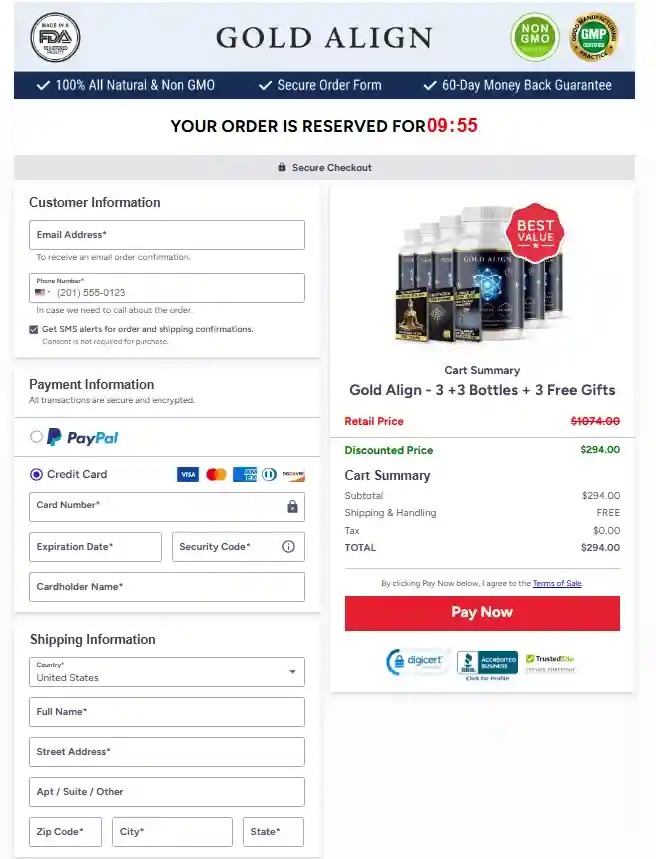 GoldAlign Order Page